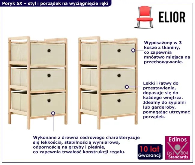 Zestaw 2 regałów z trzema szufladami do przechowywania - Galius 5X