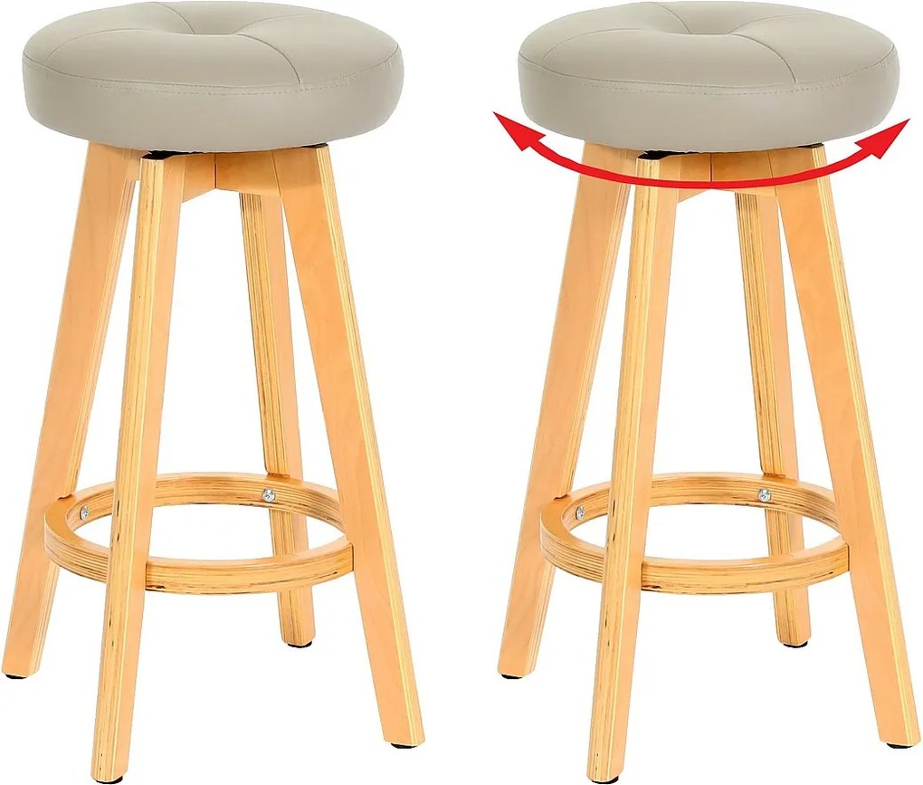 Stołek barowy Boras (zestaw 2) obrotowy,  taupe, jasne nogi