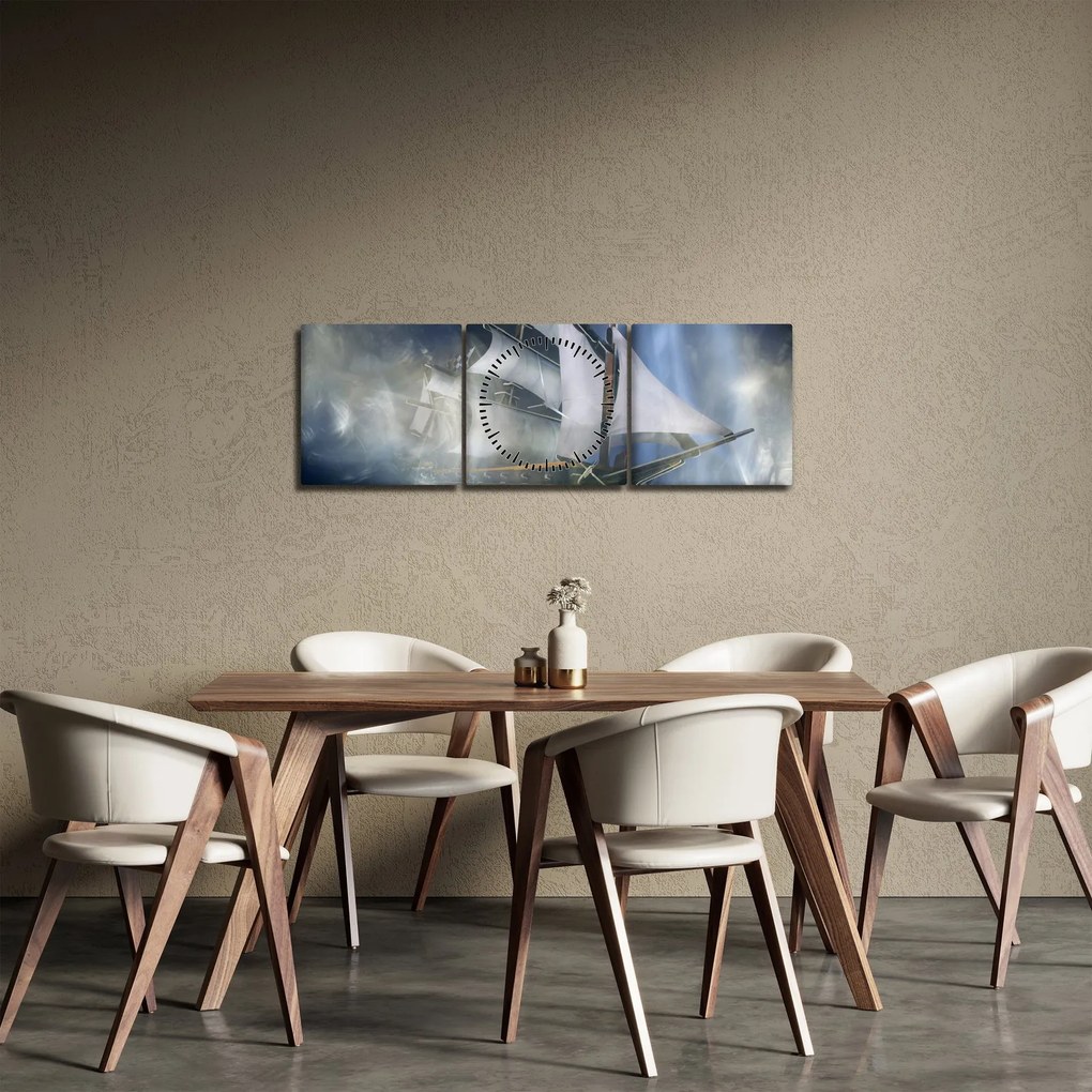 Obraz - Statek widmo (z zegarem) (90x30 cm)