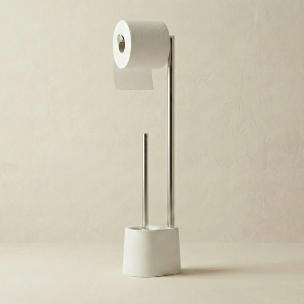 Stojak na papier toaletowy i szczotkę do WC STILK, 63 cm