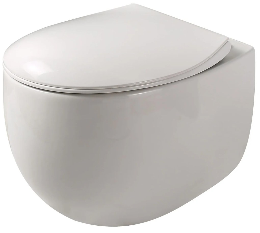 Miska WC wisząca bezkołnierzowa biała EGANI White z deską wolnoopadającą typu Slim