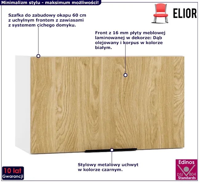Szafka kuchenna okapowa 60 cm dąb olejowany - Bixor 29X