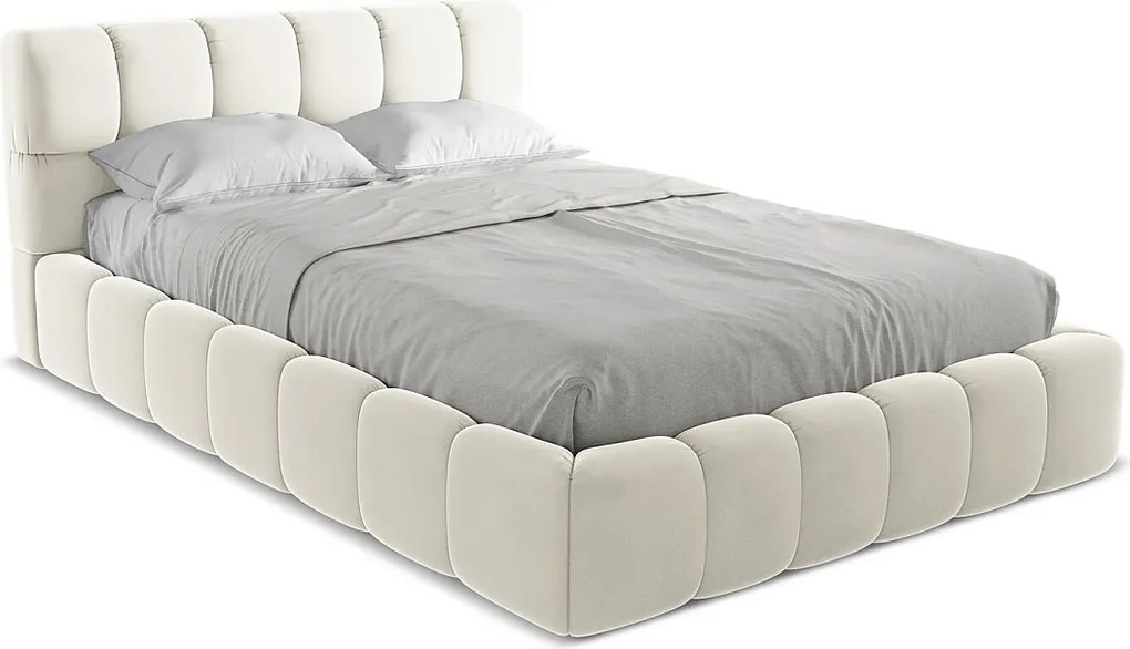 Łóżko 160 x 228 - z weluru - jasny beż - NALU