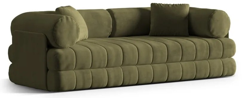 Zielona aksamitna rozkładana sofa 206 cm Kemi – Cosmopolitan Design