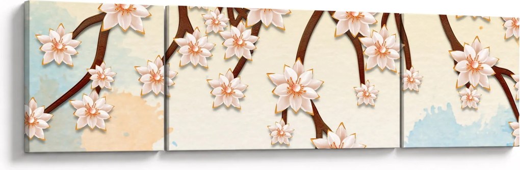 Obraz - Kwiaty na gałęziach, kolorowe (170x50 cm)