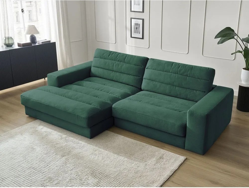 Zielony aksamitny narożnik (lewostronny/z szezlongiem) Sierra – Bobochic Paris