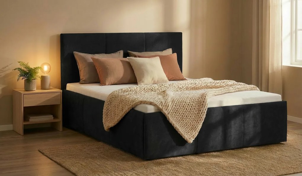 Łóżko TOWN 180x200 cm Czarny Z materacem