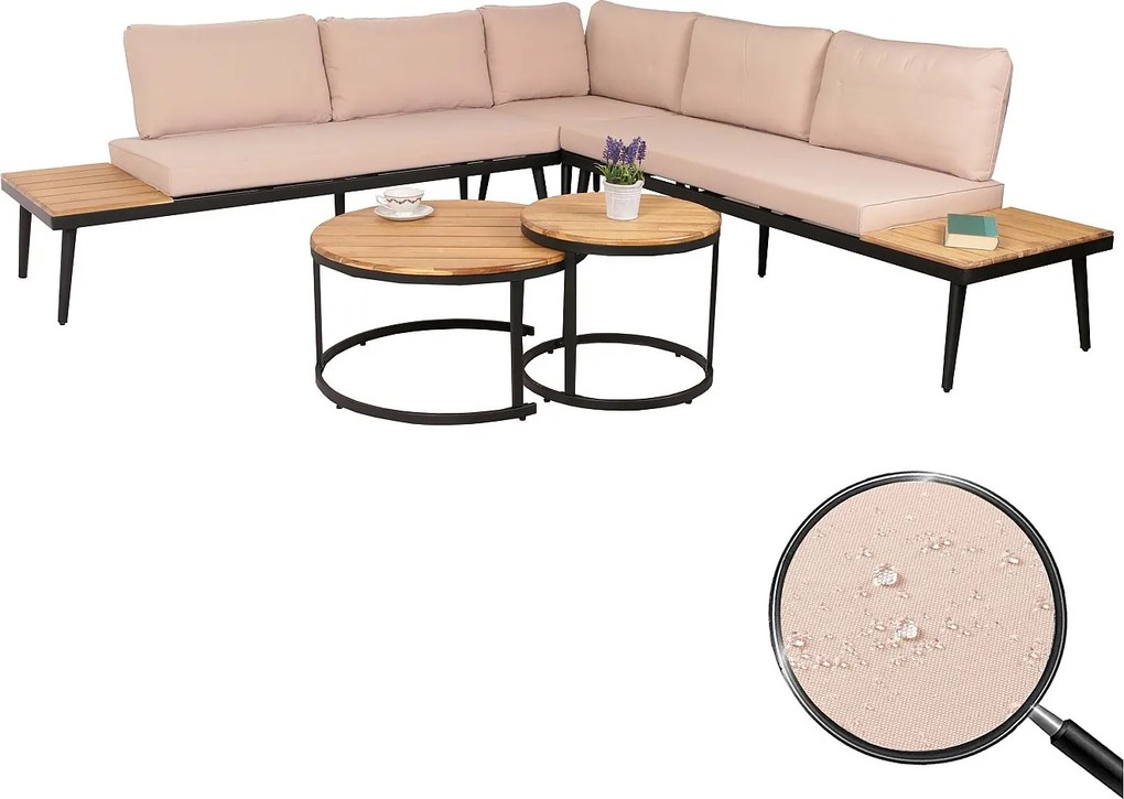 Zestaw ogrodowy MCW-H54c, jasnobrązowy, poduszki beżowe