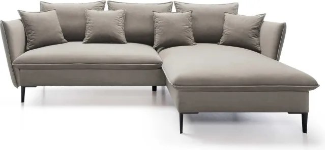 Narożnik GLOSS Prawostronny z funkcją spania, zestaw z poduszkami wolnostojący tkanina RIVIERA 21 Beżowy WERSAL