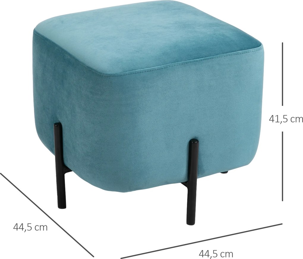 HOMCOM pufa podnóżek do salonu wyściełany poliester stal turkusowy