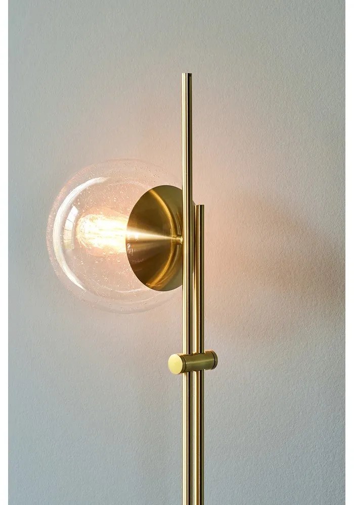 Lampa stojąca w kolorze mosiądzu ze szklanym kloszem (wysokość 147 cm) Bubble – Hübsch