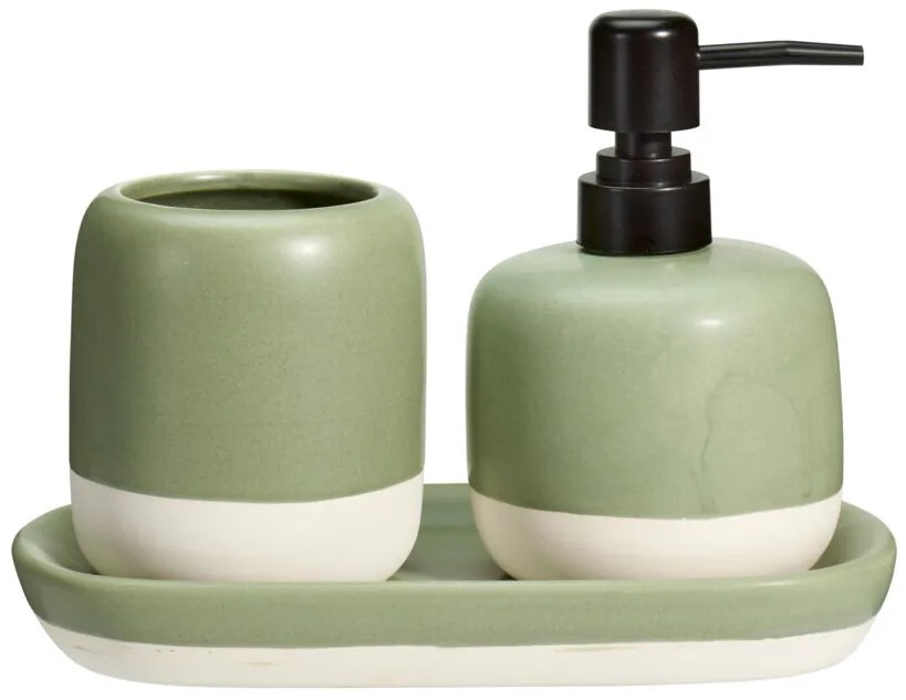 Dozownik do mydła i kubek na szczoteczki na ceramicznej podstawce THE PASTELS