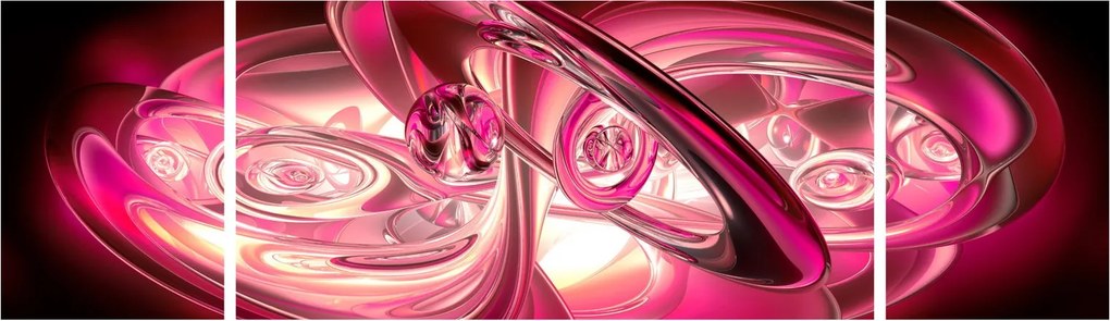 Obraz różowych fraktali (170x50 cm)