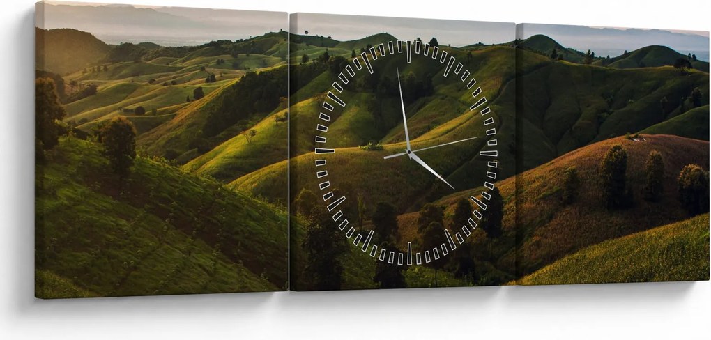 Obraz - Widok na tajskie wzgórza (z zegarem) (90x30 cm)