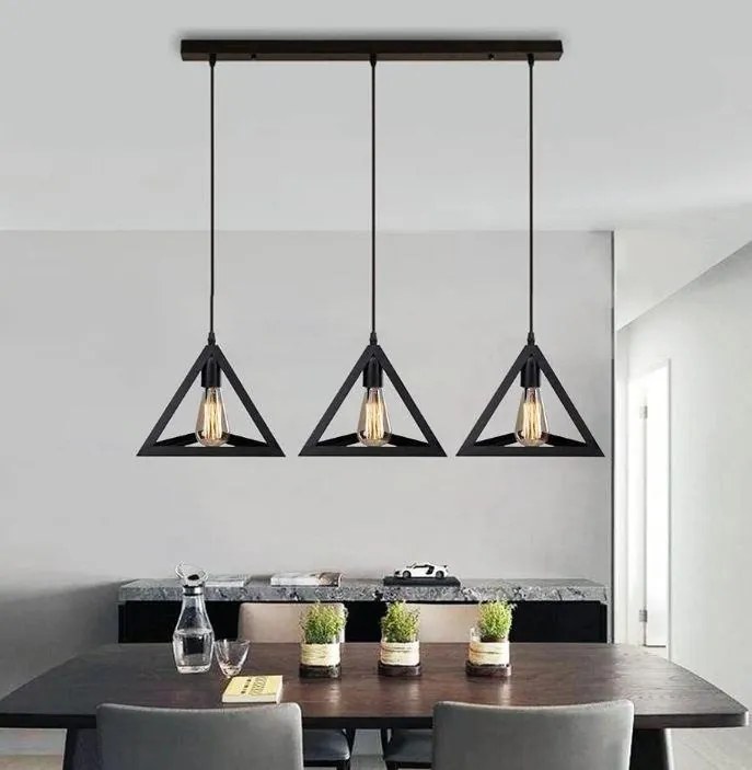 Lampa sufitowa metalowa loft trójkątna wisząca AT39-3SZ-Black