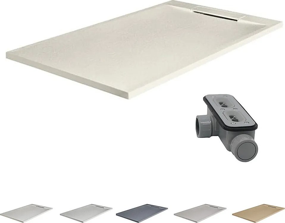 Brodzik z żywicy antypoślizgowy z ukrytym syfonem | Kolor Beżowy | 200x90cm