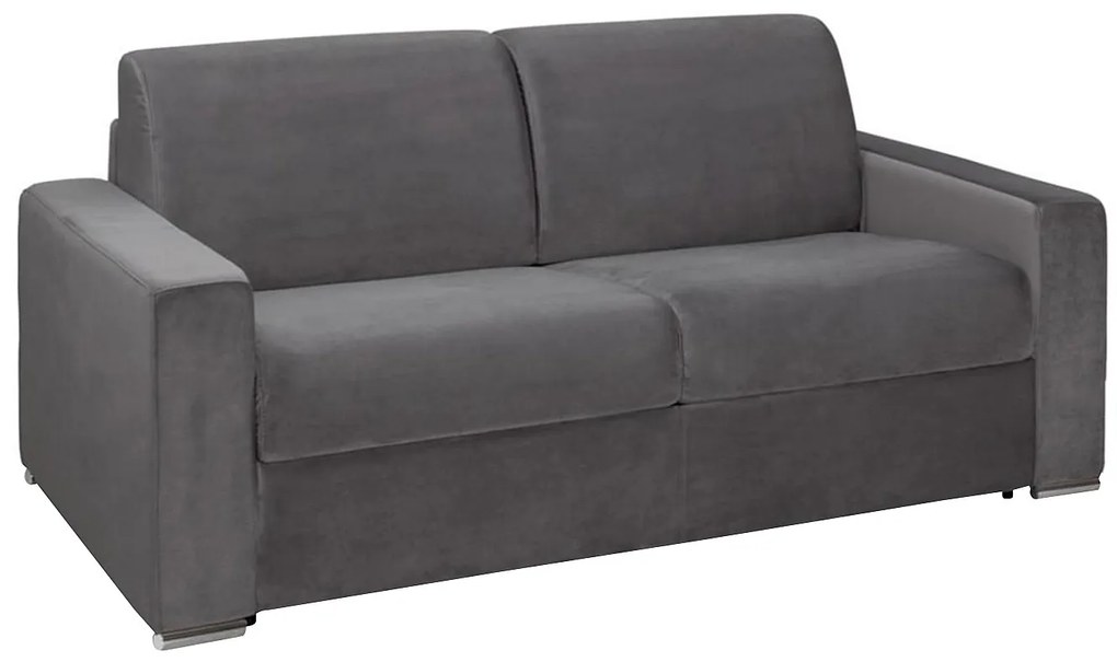 Kanapa 3-osobowa z ekspresowym mechanizmem rozkładania z weluru CALITO - Antracytowy - Wymiary miejsca do spania: 140 cm - Materac 16 cm z pamięcią kształtu