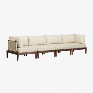 Giulia 4-częściowa Modułowa Sofa Ogrodowa Z 2 Fotelami Narożnymi W Kolorze Akacji Kremowa - Sklum