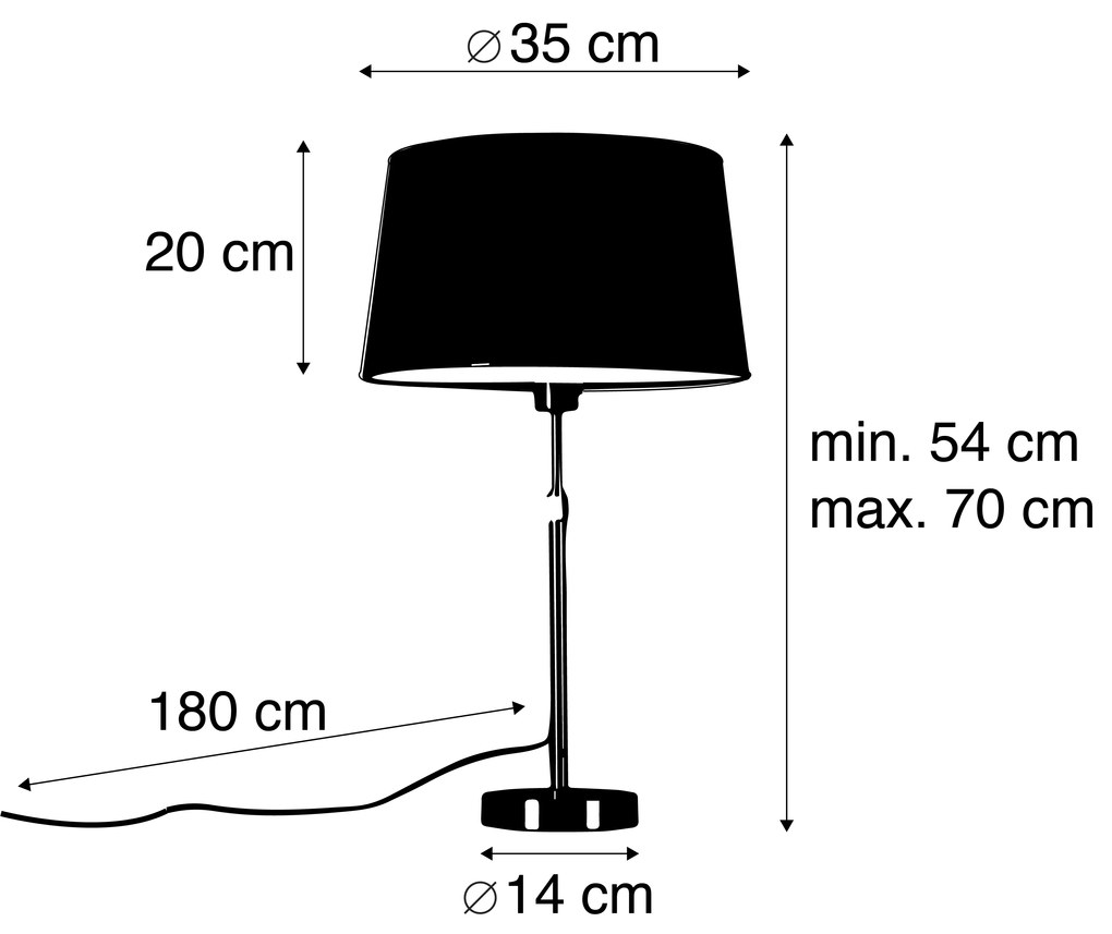 Lampa stołowa regulowana miedź klosz czarny 35cm - Parte Nowoczesny Oswietlenie wewnetrzne