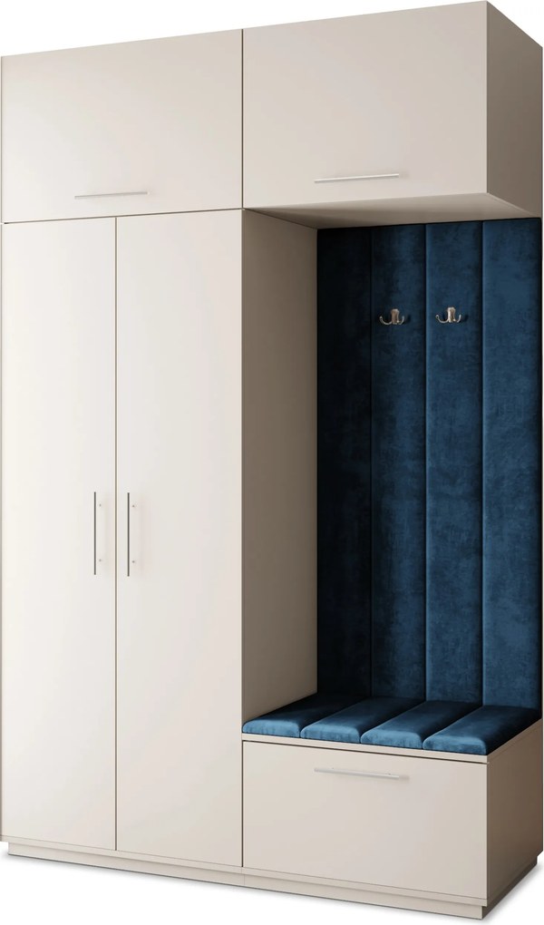 Masseno Garderoba REMA 150/240/60 cm Nowoczesna Szafa do Przedpokoju Kaszmir, MONOLITH 77 (Niebieski)