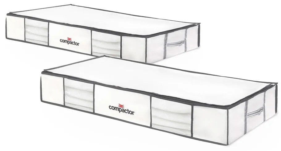 Zestaw 2 białych organizerów pod łóżko z workiem próżniowym Compactor XLarge Underbed Life, 105x15,5 cm