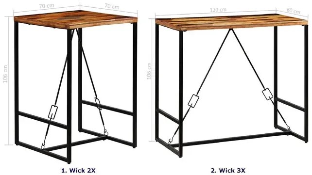 Industrialny stolik barowy 70x70 – Arenzo 2X