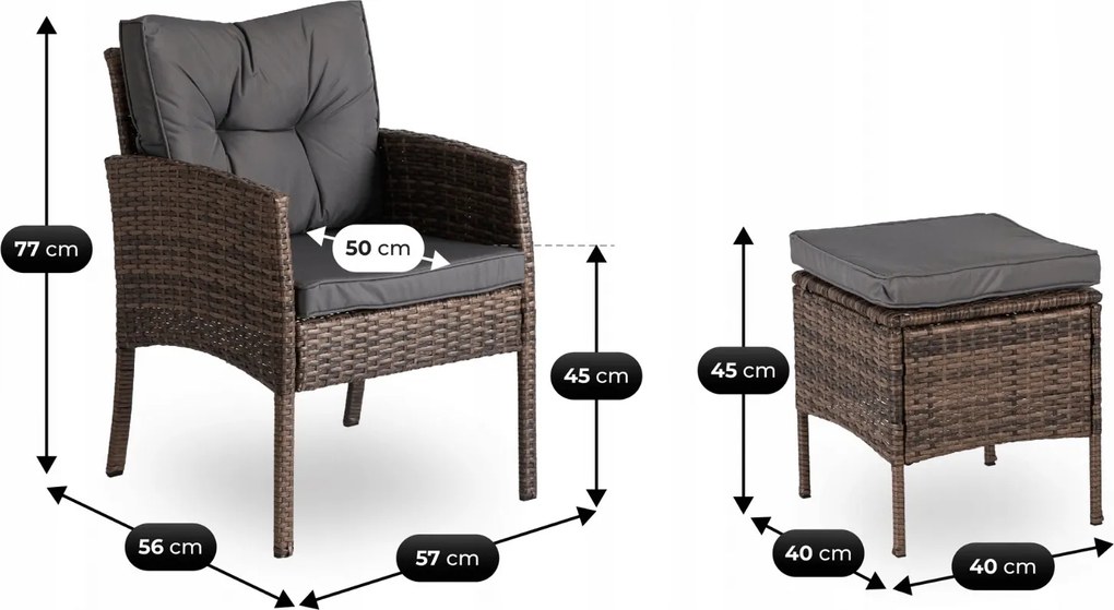 Zestaw mebli ogrodowych ze stołem obiadowym Atlanta, brązowy