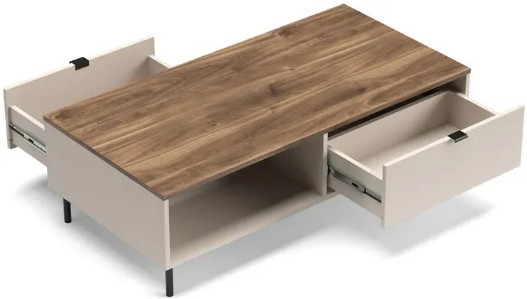 Ława kawowa z 2 szufladami kaszmir + dąb castello T6-K31