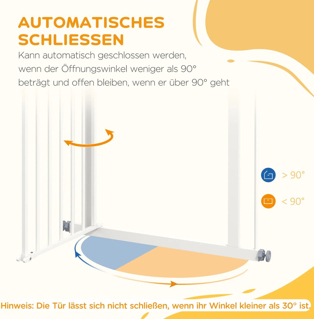 PawHut Bramka Ochronna dla Psów, Bramka Zabezpieczająca dla Zwierząt, Metal, Plastik, 74-80 cm, Biały