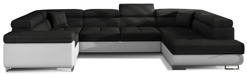 Narożnik z funkcją spania LETTO czarny/biały prawy ELTAP