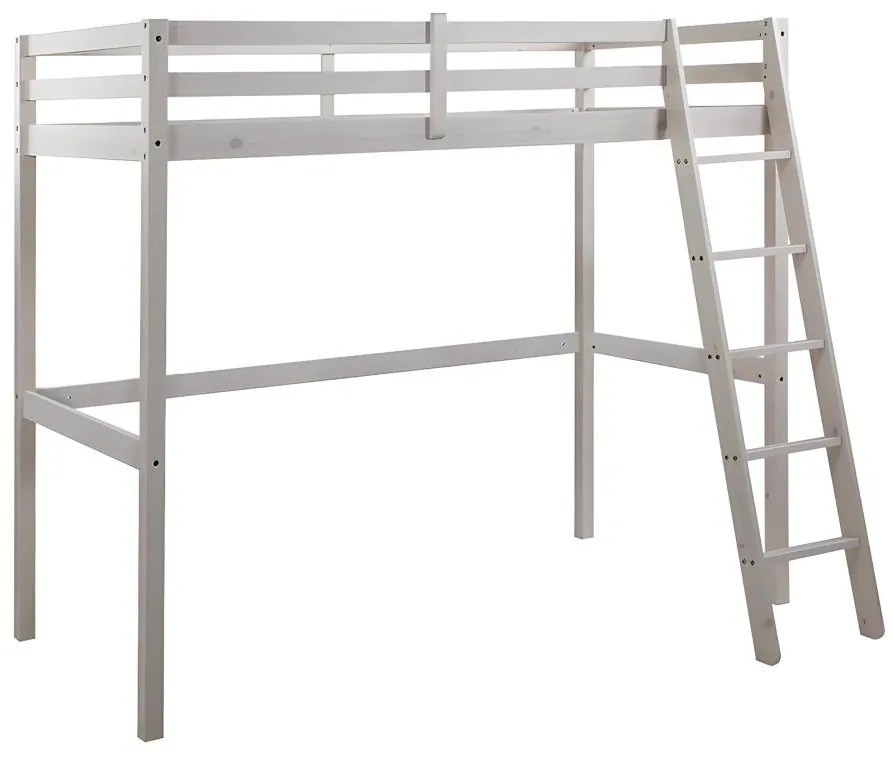 Łóżko antresola GEDEON - 90 × 190 cm - Lite drewno sosnowe - Bielone