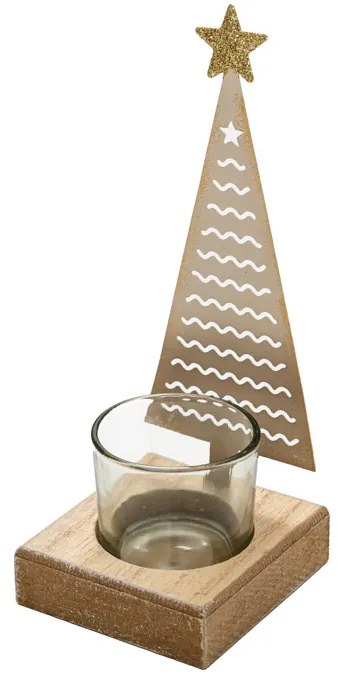 Świąteczny świecznik metalowy CHRISTMAS TREE 18 cm złoty