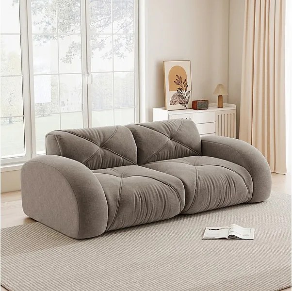 Canapé 2 places modulable en tissu chenille, 204x95x76cm, Marron