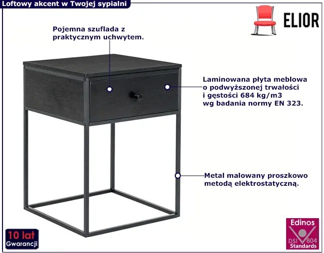 Czarna industrialna szafka nocna - Argo