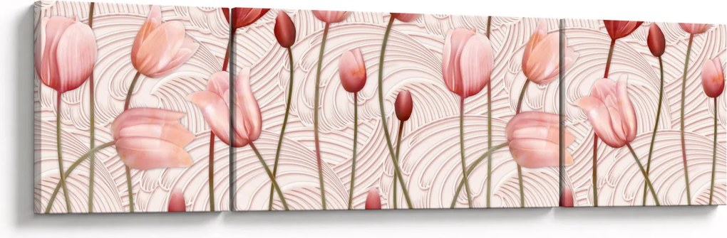 Obraz - Różowe tulipany (170x50 cm)