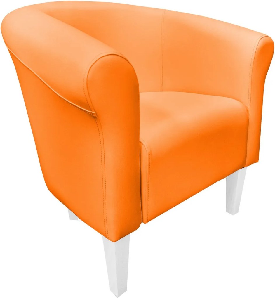 Fotel Milo tkanina Eko-skóra elegancki fotel do salonu i gabinetu : Kolor nogi - Biała, Kolor tkaniny - EKO-SKÓRA - 20D, Wysokość nogi - 20 cm