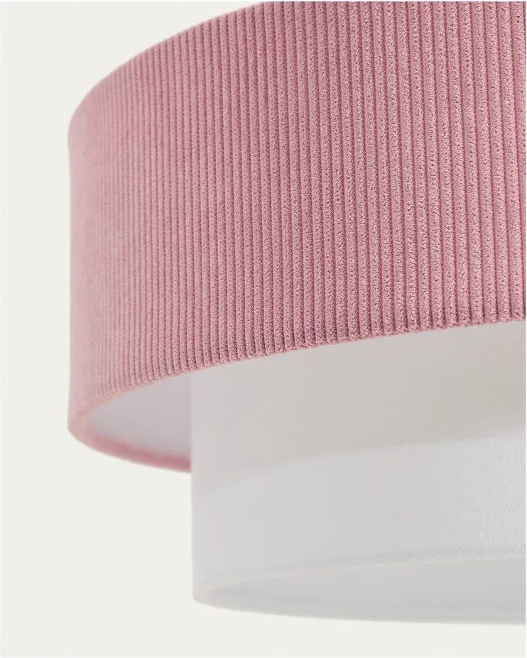 Biały/jasnoróżowy żyrandol dziecięcy z tekstylnym kloszem Bianella – Kave Home