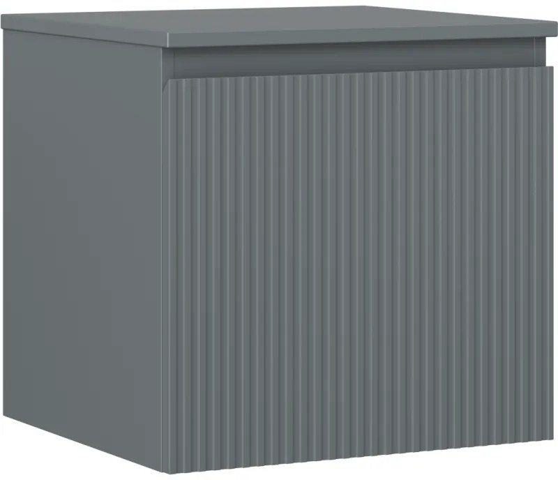 Mexen Rivel szafka łazienkowa podumywalkowa 50 cm z blatem, 1 szuflada, ryflowana , grafit mat - 91A20-05047-1-BFC66