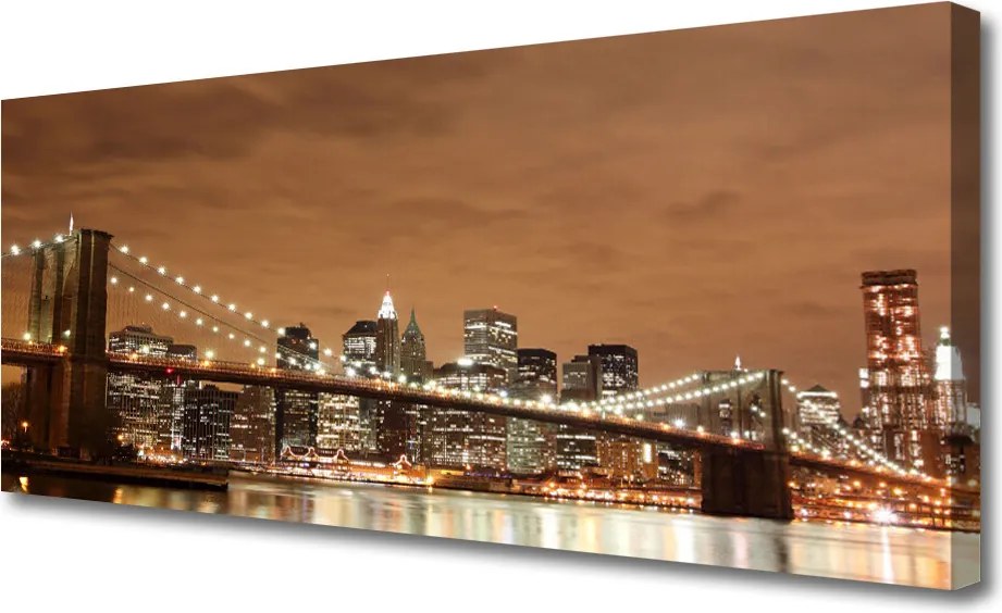 Duży obraz na płótnie Miejski Most o Zmierzchu