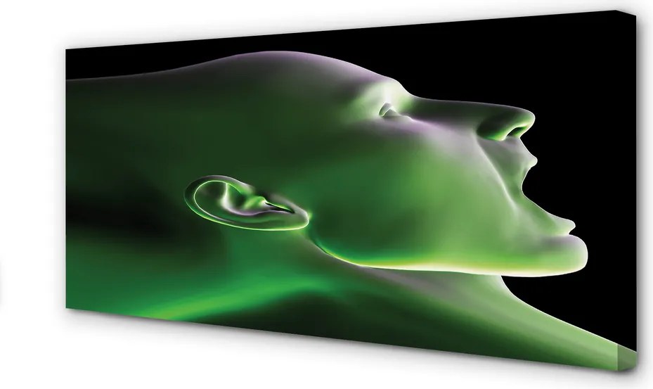 Obraz drukowany na płótnie Głowa Człowieka w Zielonym Świetle