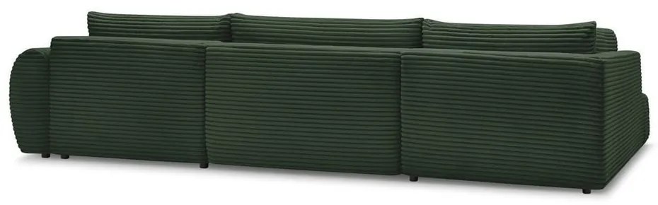 Ciemnozielony sztruksowy rozkładany/ze schowkiem narożnik (lewostronny/w kształcie litery U) Lucien – Bobochic Paris
