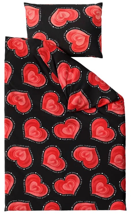 PrzytulneMieszkanie.pl PrzytulneMieszkanie.pl Pościel z polibawełny na 2 łóżka VALENTINE, czarna Rozmiar pościeli: 2 szt 70 x 90 cm | 2 szt 140 x 200 cm