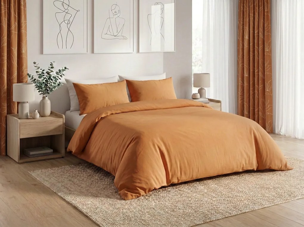 PrzytulneMieszkanie.pl PrzytulneMieszkanie.pl Bawełniana pościel CALMORA terakotowa Rozmiar pościeli: 2 szt 70 x 90 cm | 200 x 200 cm
