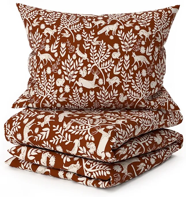 PrzytulneMieszkanie.pl PrzytulneMieszkanie.pl Pościel z mikrofibry FOREST ANIMALS brązowa Rozmiar pościeli: 2 szt 70 x 90 cm | 200 x 220 cm