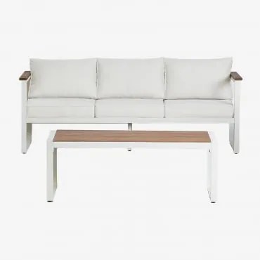 Zestaw Ogrodowy Z 3-osobową Sofą I Stolikiem Kawowym Z Aluminium 110x55cm Lipov Gardenia Biel - Sklum