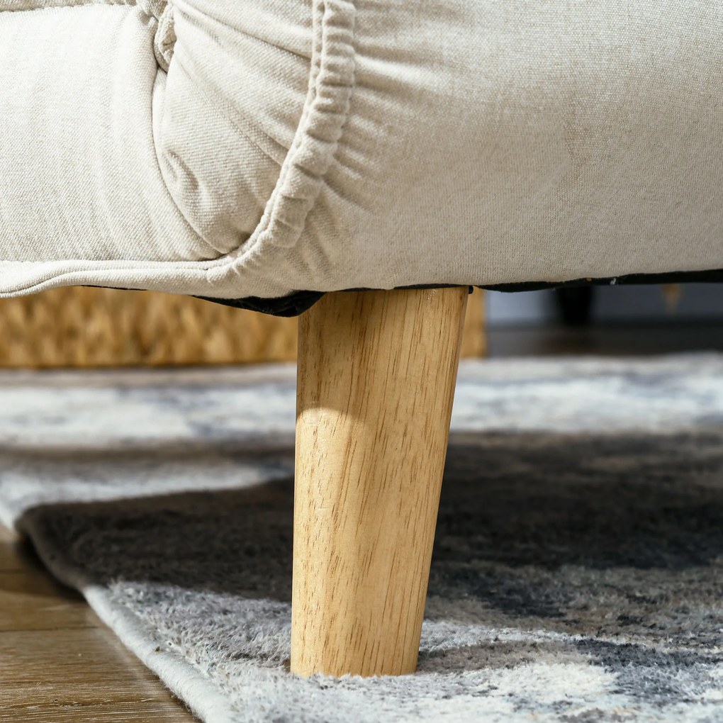 HOMCOM Fotel do Spania, 6-stopniowa regulacja oparcia, wygląd lnu, do 150 kg, Kremowy