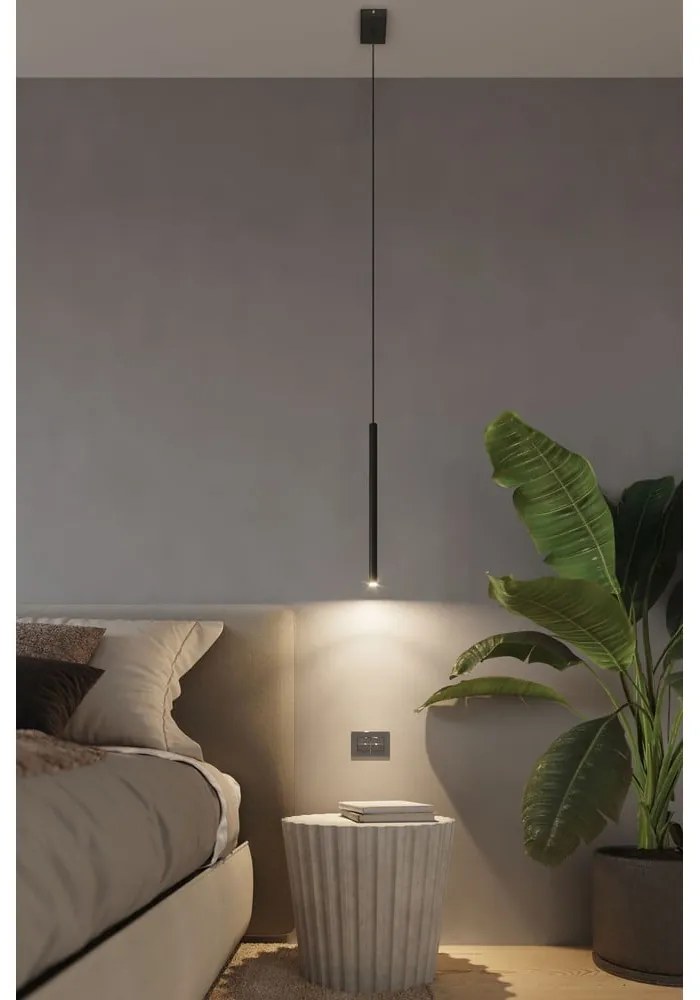 Czarna lampa wisząca Sollux Fideus, dł. 45 cm