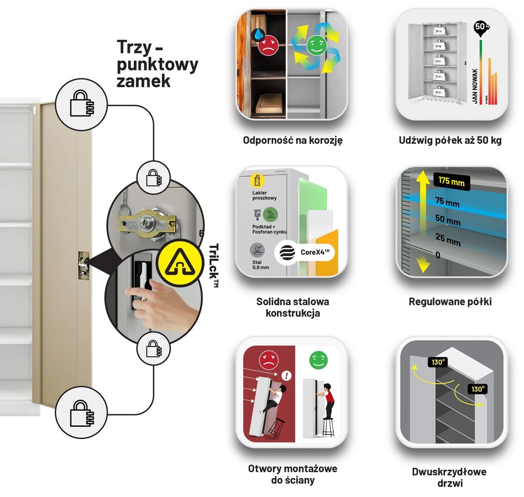 Szafa na dokumenty biała/złoty dąb: Eco Design JAN H