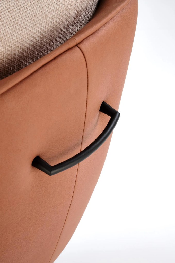 Krzesło do jadalni salonu brązowy beżowy K554 obrotowe tkanina ekoskóra