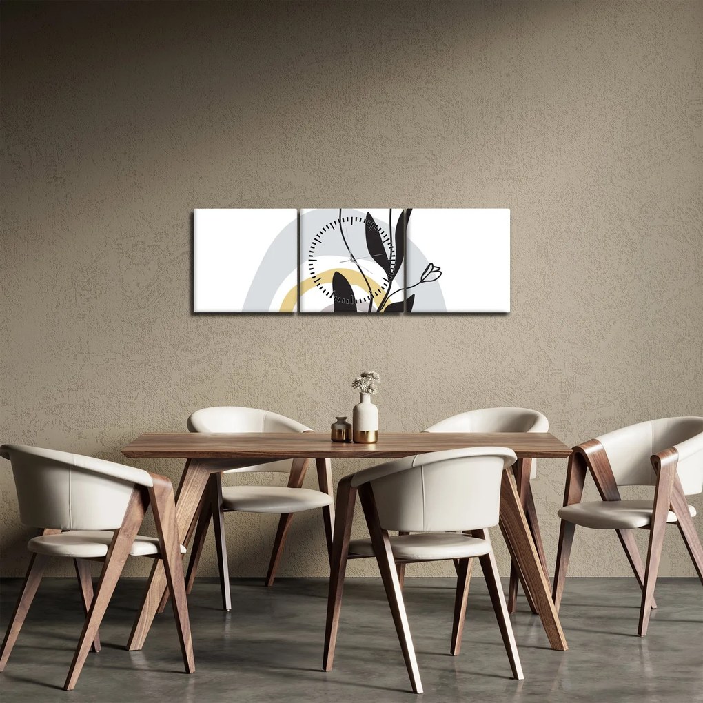 Obraz - Kwiaty w wazonie N⁰1 (z zegarem) (90x30 cm)
